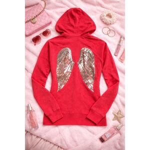 Victoria’s Secret Angel Wings Hoodie sequin Y2K Small Full Zip Sweatshirt